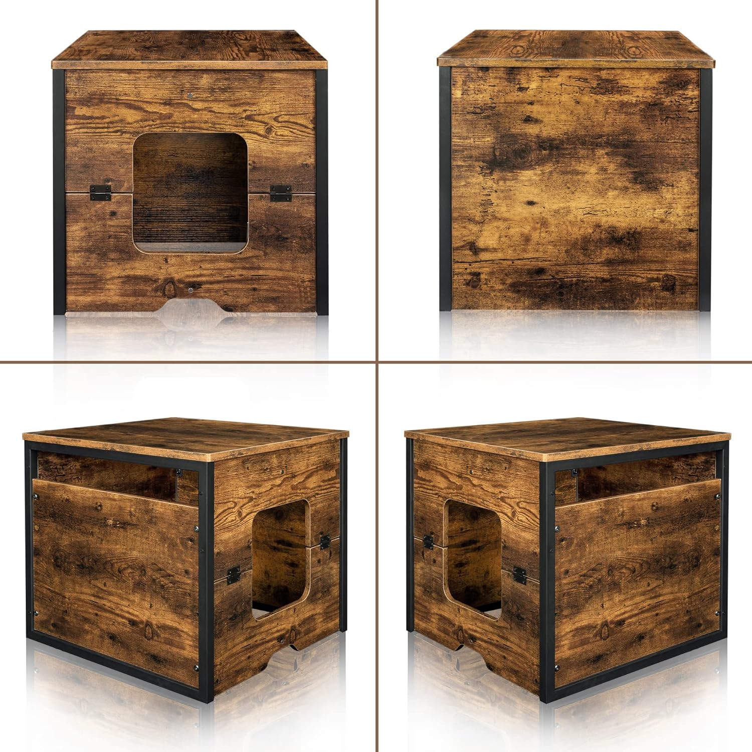 TADASA Cat Litter Box Enclosure with Magnetic Door, Hidden Kitty Litter Box Furniture with No Bottom, Indoor Cat House