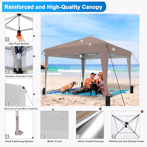 SANWAY 10x10 Pop Up Canopy Tent with Sidewalls x 4 &ndash; Easy Setup Canopy Tent, Waterproof, UV-Resistant