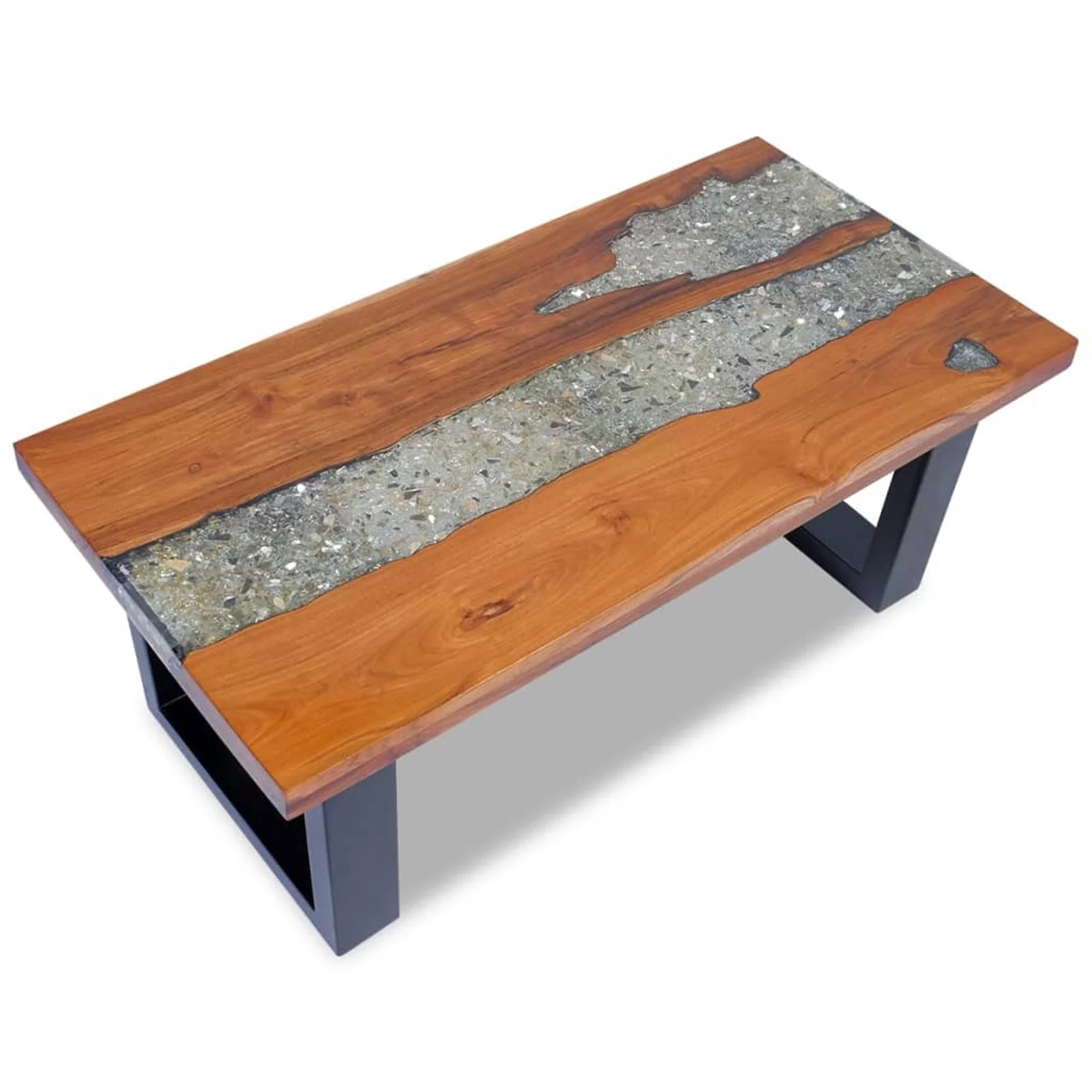 Gecheer Handmade Teak Resin Coffee Table Rustic Home Decor Furniture
