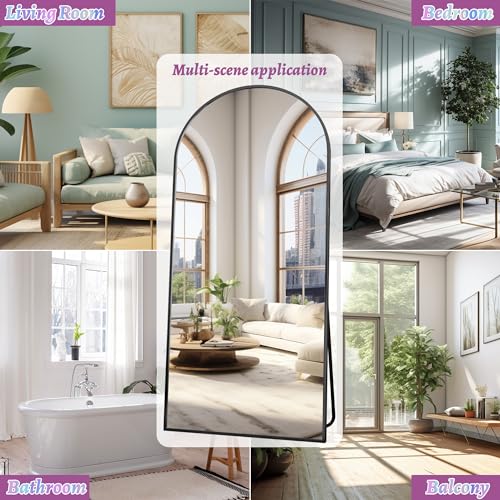 Full Length Mirror, 76"x34" Arched Floor Mirror Freestanding, Floor Standing Full Body Mirror with Stand for Bedroom