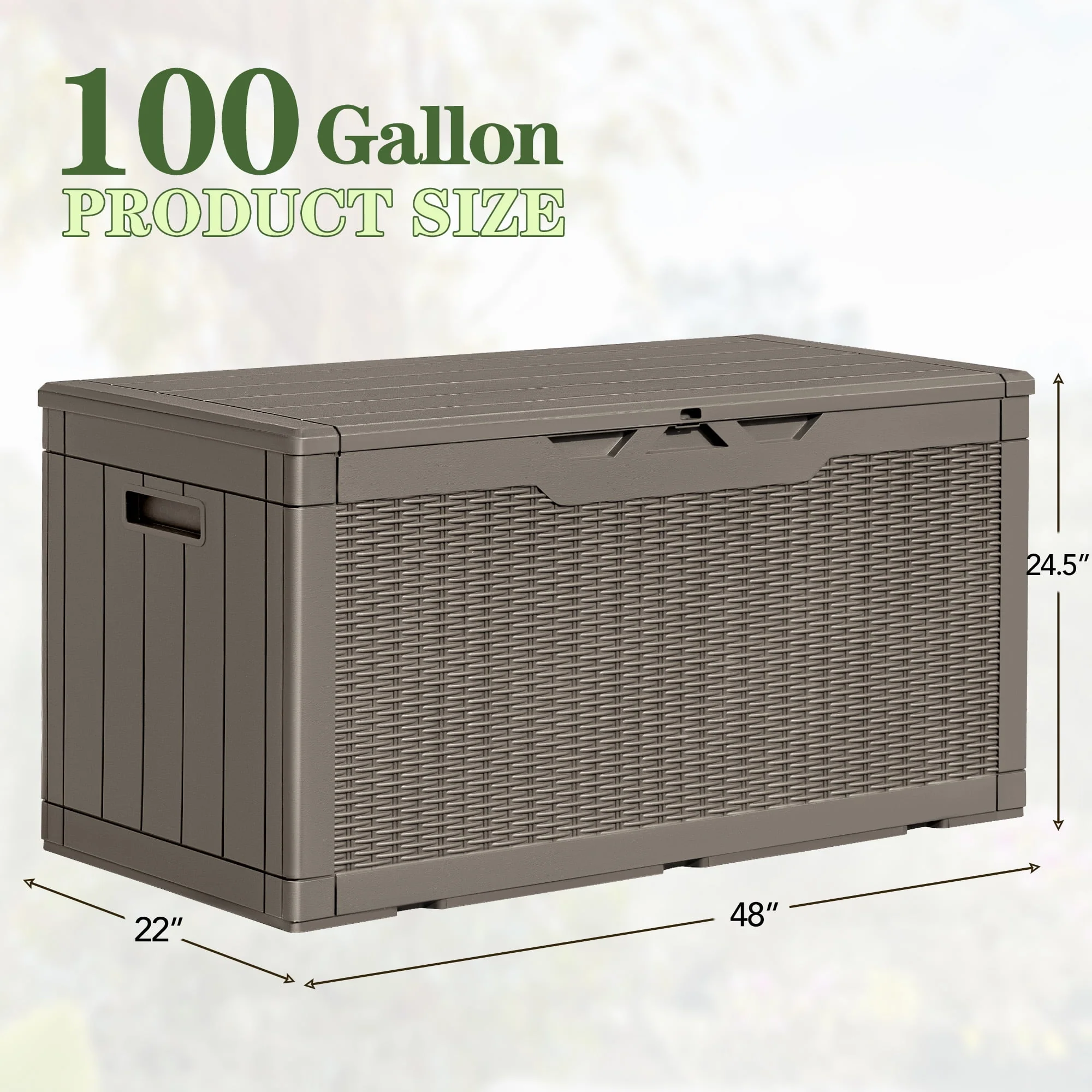 Homall 100 Gallon Outdoor Box Deck Plastic Resin Storage Box, Black