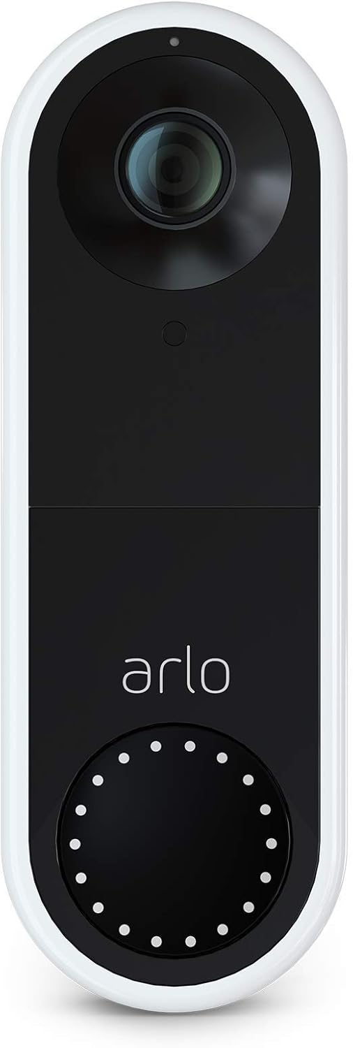 Arlo Essential Wire-Free Video Doorbell - HD Video, 180° View, Night Vision, 2 Way Audio, Direct to Wi-Fi No Hub Needed, Wire Free or Wired, White
