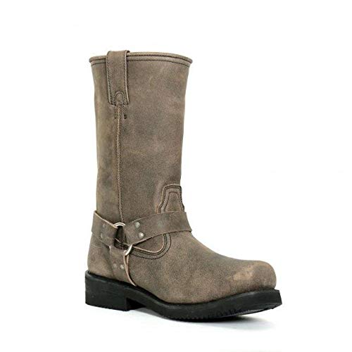 Hot Leathers BTM1003 Men's Stone Wash Brown 11-inch Tall Harness Leather Boots - 8