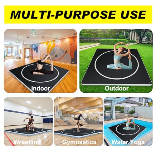 Inflatable Wrestling Mat for Adults/Kids - Thicken PVC Grappling Mat with Air Pump, Portable MMA/BJJ/Judo/Gymnastics Training Mat (5FT/10FT)