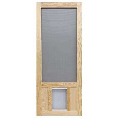 32 in. x 80 in. Chesapeake Series Reversible Wood Screen Door with Extra-Large Pet Flap - Pet Supplies online store