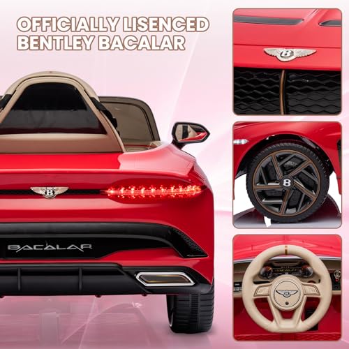 GAOMON 12V Ride on Car, Licensed Bentley Bacalar Kids Electric Car w/Parent Remote Control, 3 Speeds, Scissor Doors, Music, LED