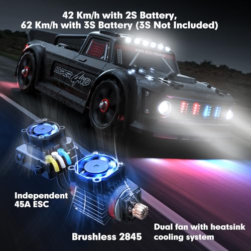 HYPER GO 14301 V3 1/14 RTR Brushless RC Drift Car with Gyro, Max 38 mph Fast RC Cars for Adults, 4WD All-Road Street Bash RC Truck