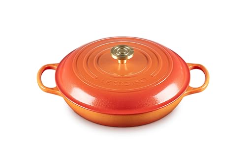 Le Creuset Enameled Cast Iron Signature Oval Dutch Oven, 15.5 qt., Flamme Doree with Crucible Knob
