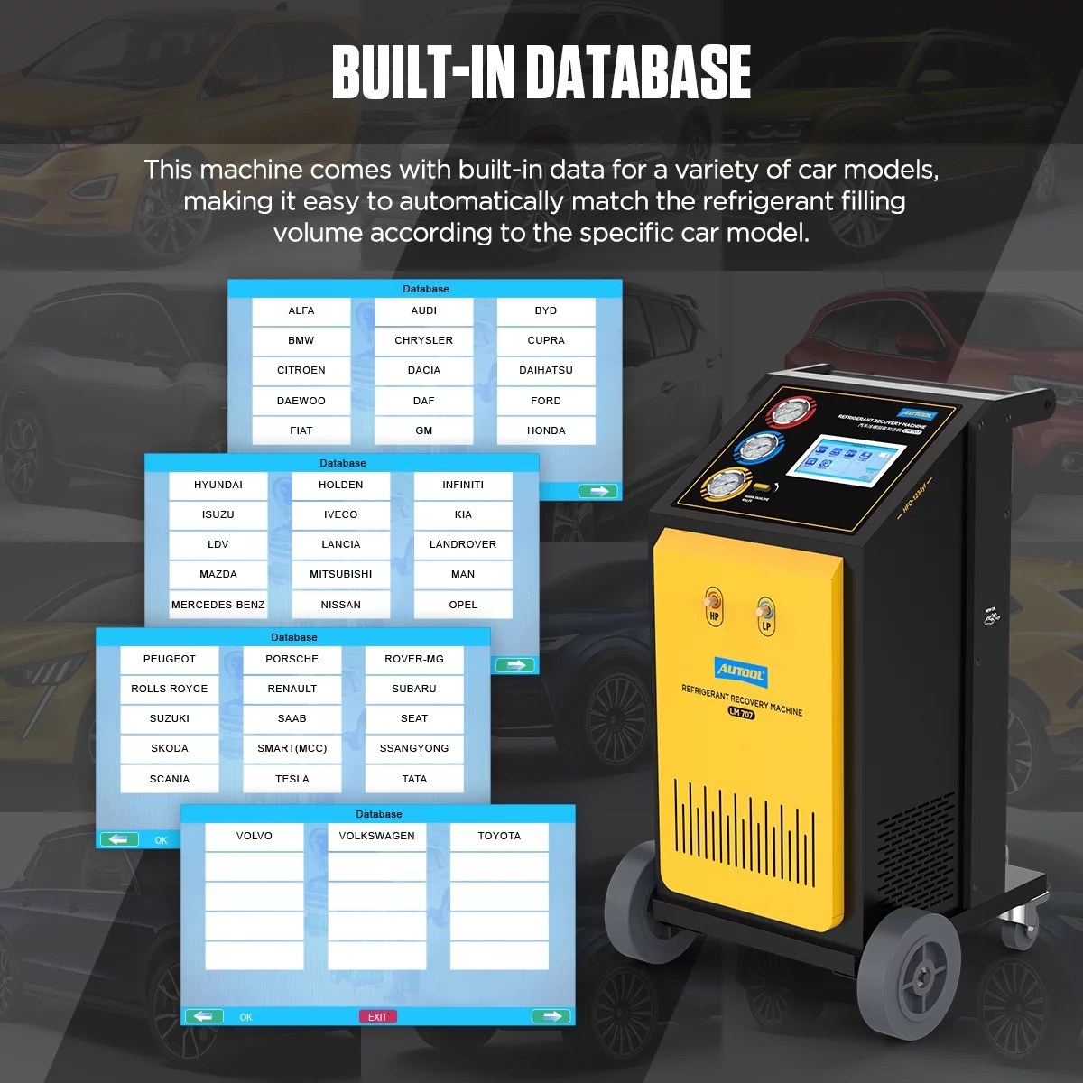 AUTOOL LM707 Automoatic AC Refrigerant Recharge Recovery Machine 3/8 HP Refrigerant Recovery Machine AC 110V 60Hz Refrigerant Recycle Filling Machine