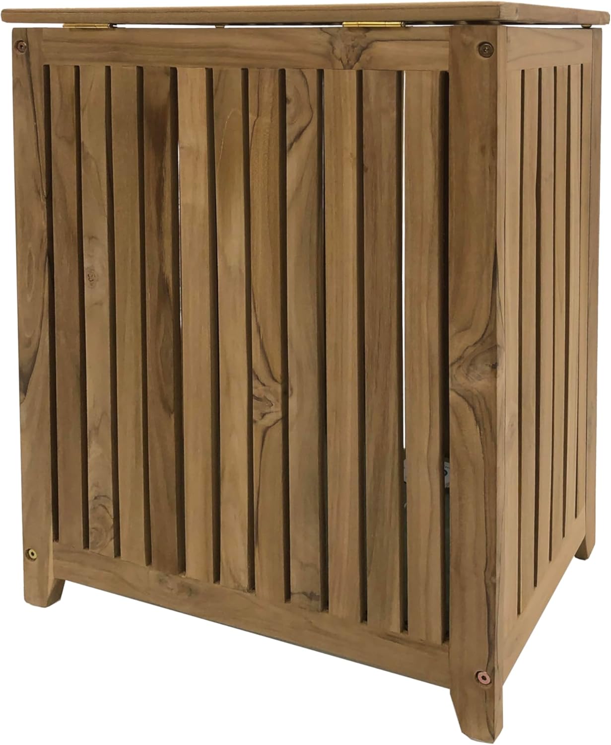 Genuine Teak Spa Style Hamper, Top Load Double Hinged Lid