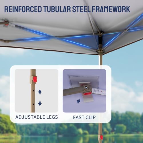 CROWN SHADES Gazebo 10x10 Pop Up Canopy with Mosquito Netting, Screen Tent with 4 Ropes, 8 Stakes, 4 Sandbags and Wheeled Storage Bag