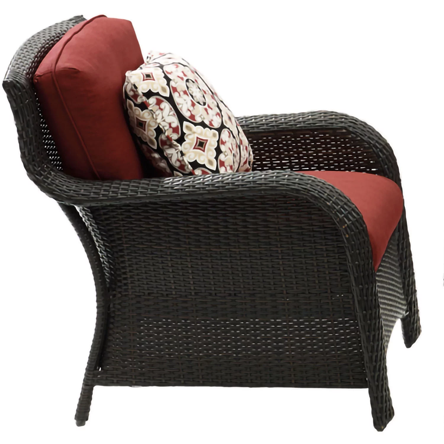 Hanover Strathmere 6-Piece Wicker Outdoor Conversation Set, Crimson Red