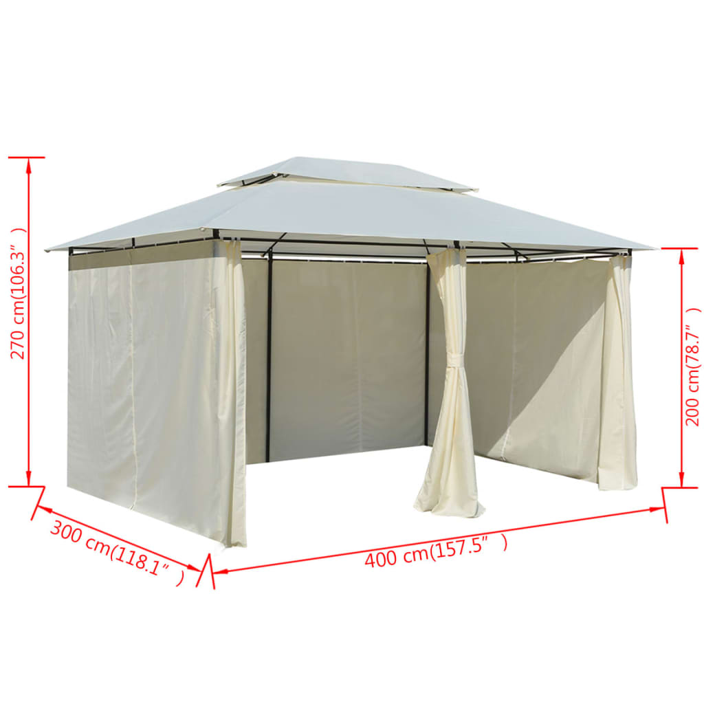 Buyweek Garden Marquee with Curtains 157.5"x118.1" White