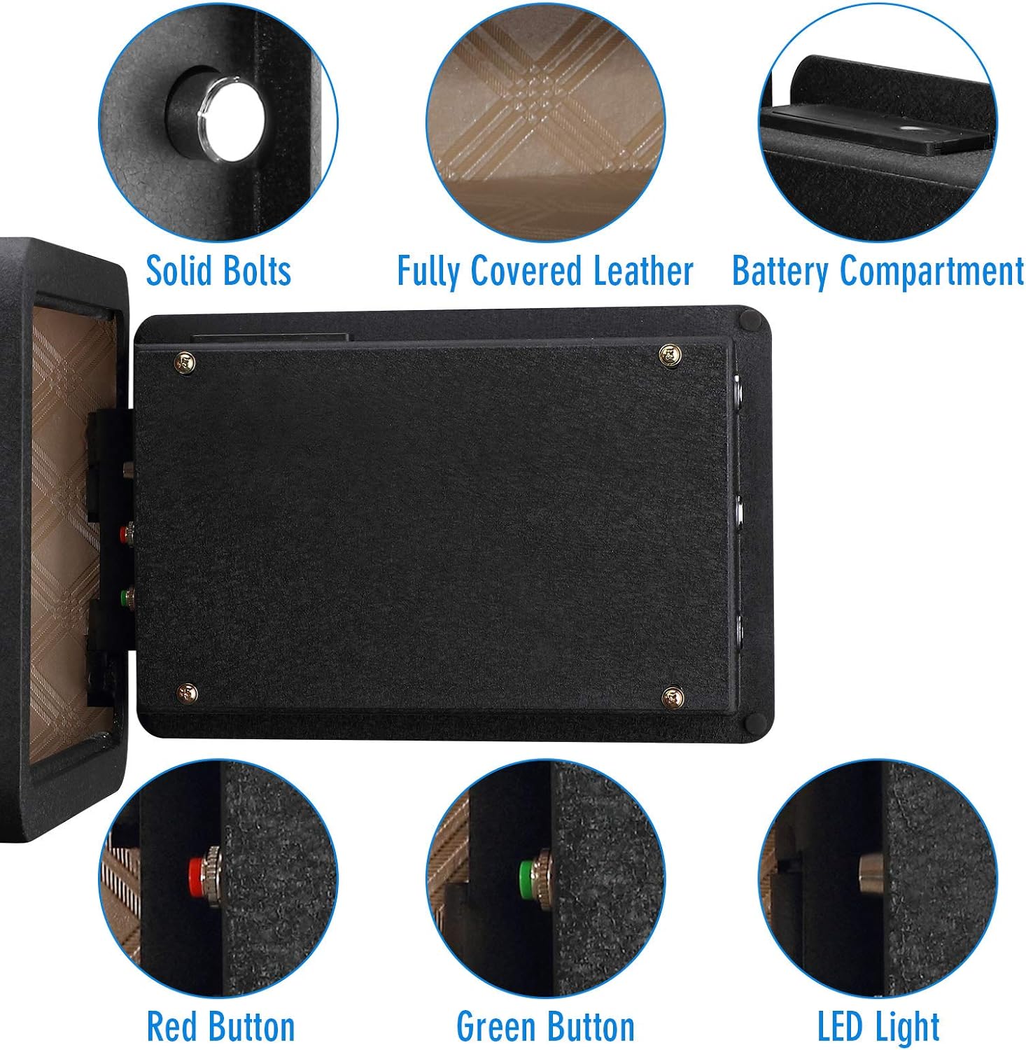 Tenamic Biometric Fingerprint Safe Box 0.85 Cubic Feet Electronic Touch Screen Keypad Security Box with Induction Light and Leather