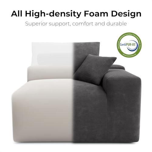 LIKIMIO 120" Modern L-Shaped Modular Sectional Sofa for Living Room, Corduroy Upholstery Green
