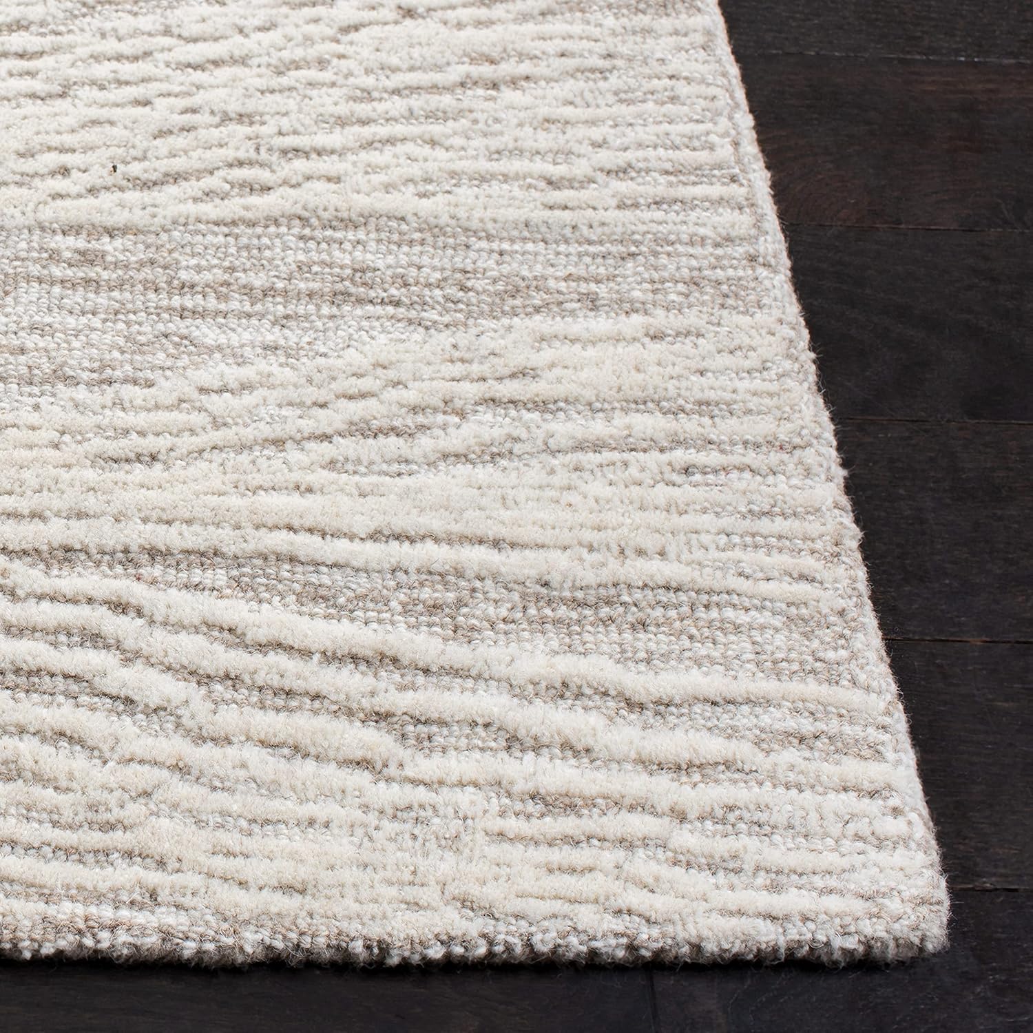 SAFAVIEH Metro Collection Area Rug - 9' x 12', Natural & Ivory, Handmade Modern Wool, Ideal for High Traffic Areas in Living Room, Bedroom (MET995A)