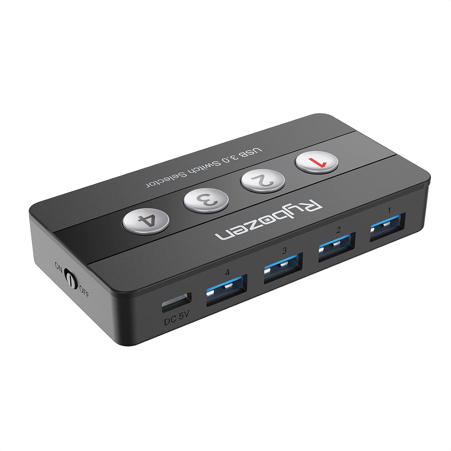 Rybozen USB 3.0 Switch Selector, 4 Port KM Switch USB Peripheral Switcher Box, 4 Computers Sharing 4 USB Devices, for PC, Printer, Scanner, Mouse