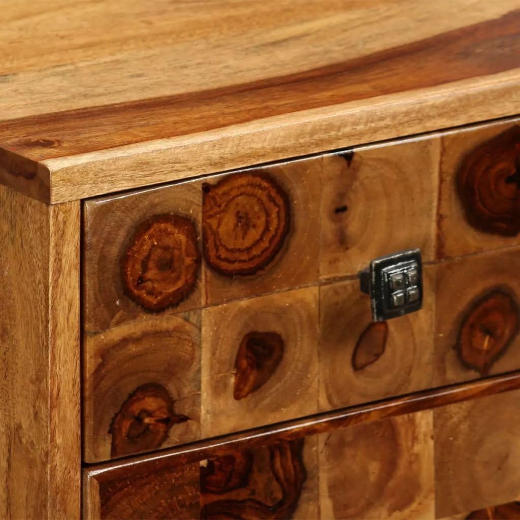 Tidyard Wooden Nightstand with Storage Drawer and Cabinet Sheesham Wood Bedside Cabinet Sofa Couch End Side Table Bedroom Living Room Kitchen