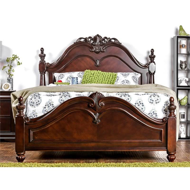 Furniture of America Ruben Traditional Queen Poster Bed in Cherry