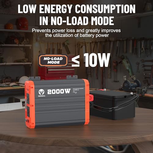 TOPBULL Power Inverter Pure Sine Wave 12V DC to 110V/120V AC Off-Grid Solar Power Inverter with USB, Type-C Port