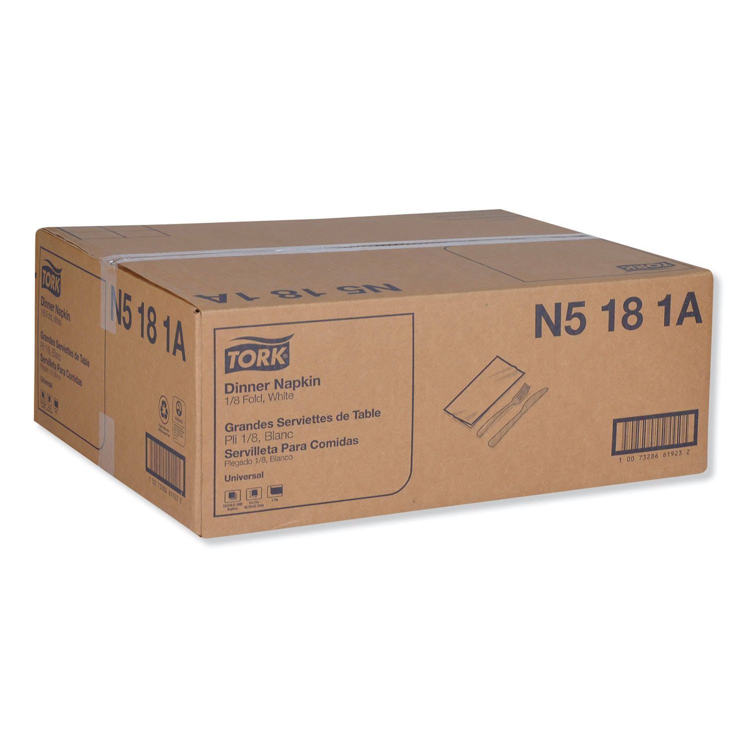 Universal White 1/8 Fold 1-Ply Dinner Napkins, 3000/Carton