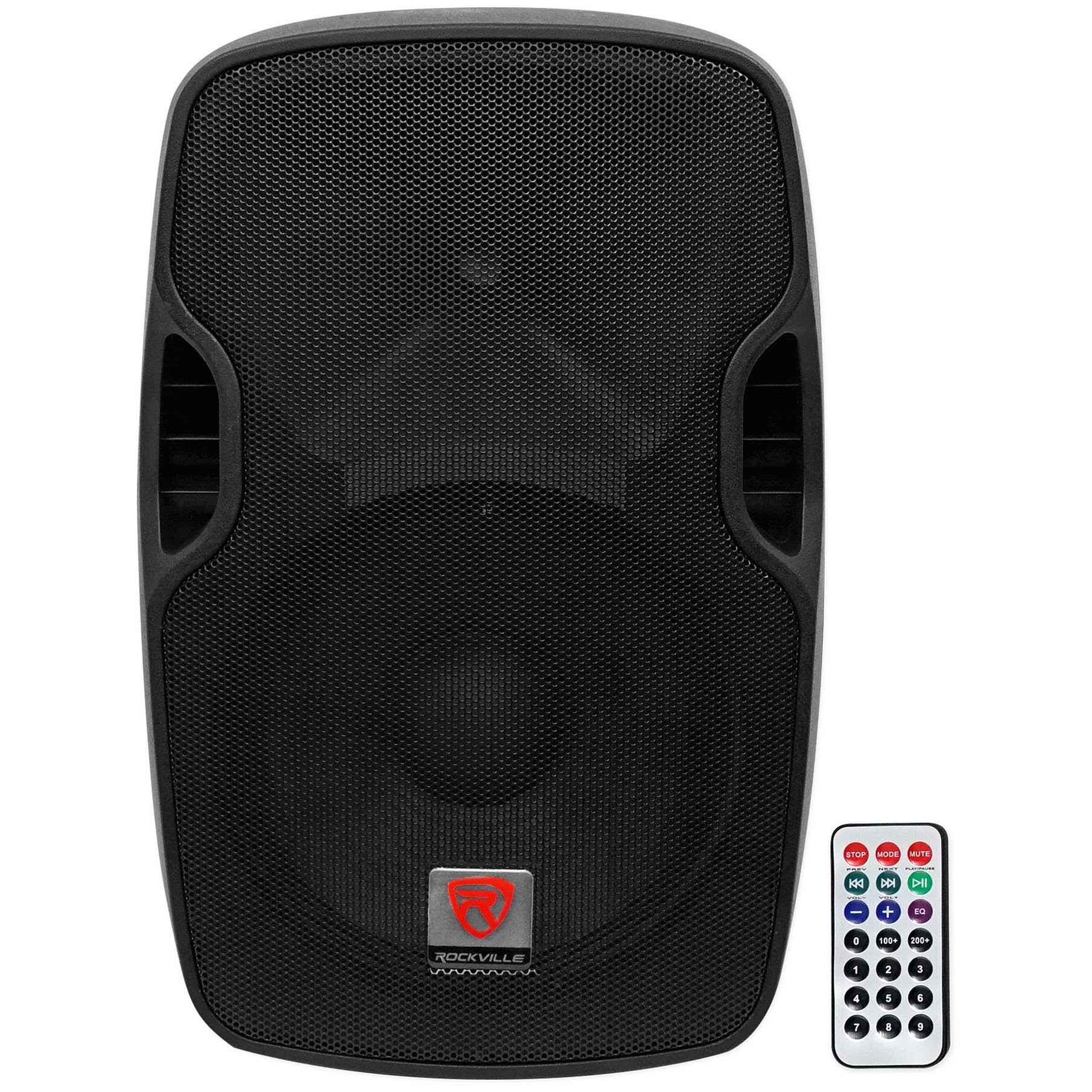 (2) Rockville BPA12 12x22 Powered 600W DJ PA Speakers wBluetooth+LED Stands+Cables