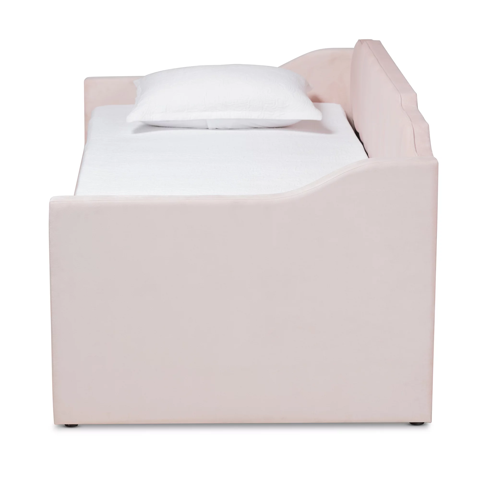 Baxton Studio Lennon Modern Engineered Wood with Trundle Daybed, Twin, Pink