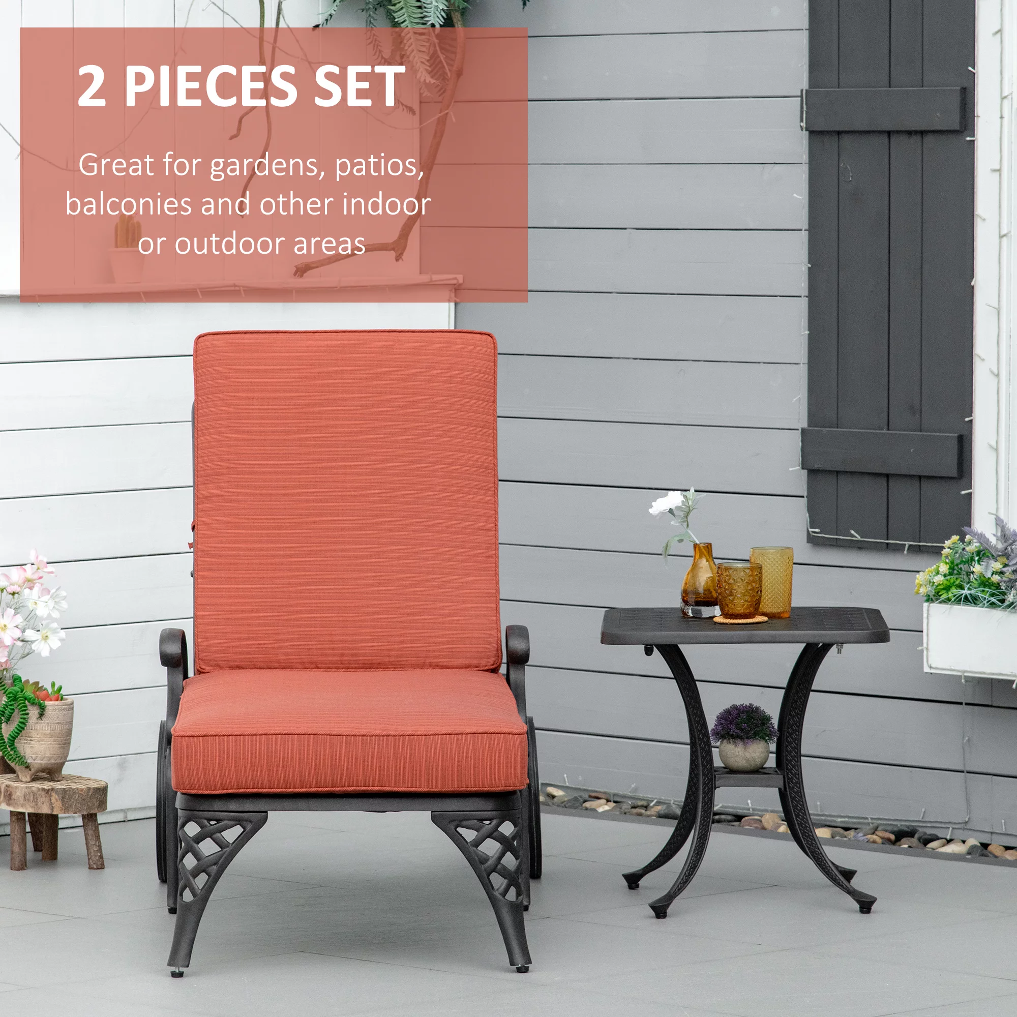 Outsunny Adjustable Outdoor Chaise Lounge Chair and Side Table Set
