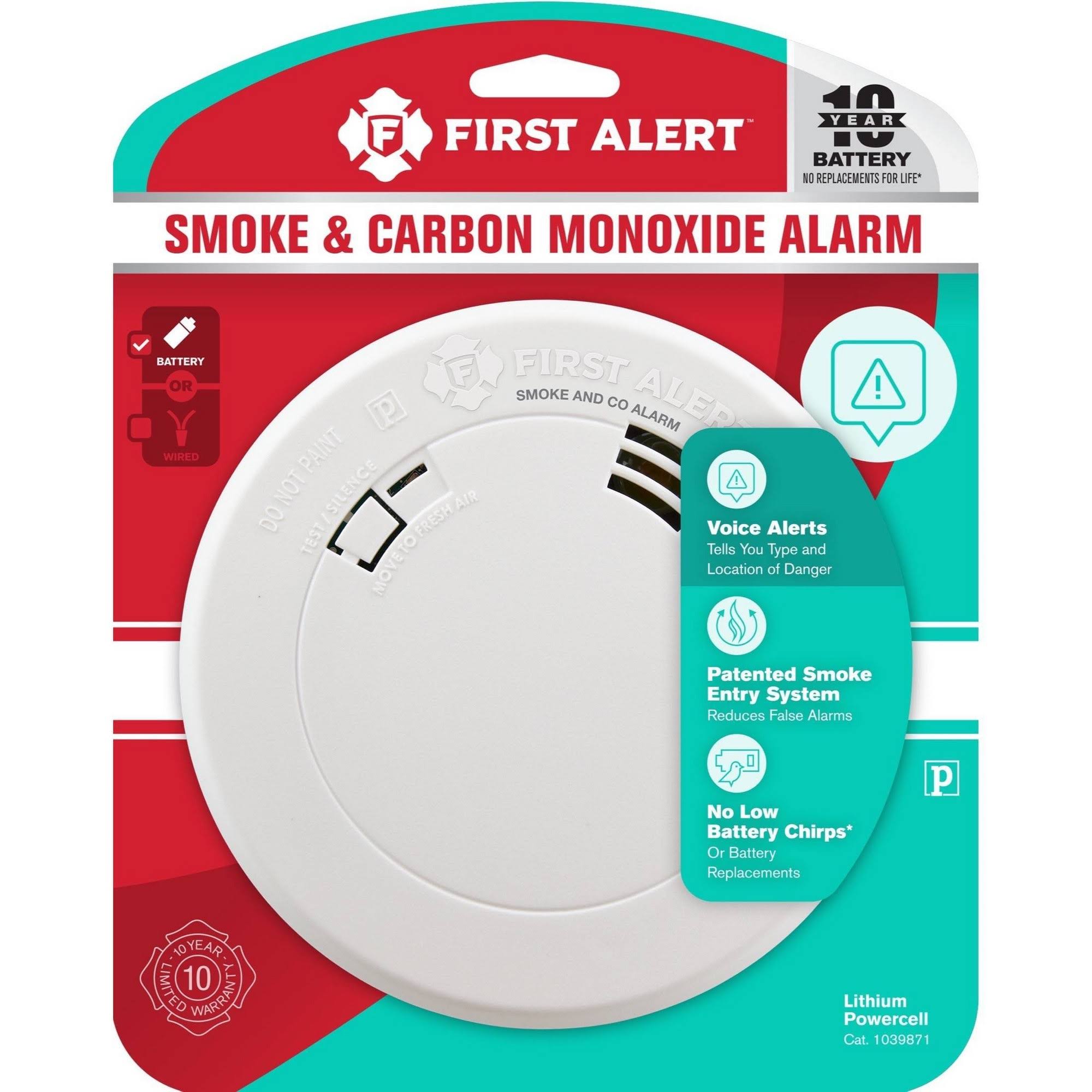 First Alert COMBO10V 10-Year Talking Photoelectric Smoke and Carbon Monoxide Alarm