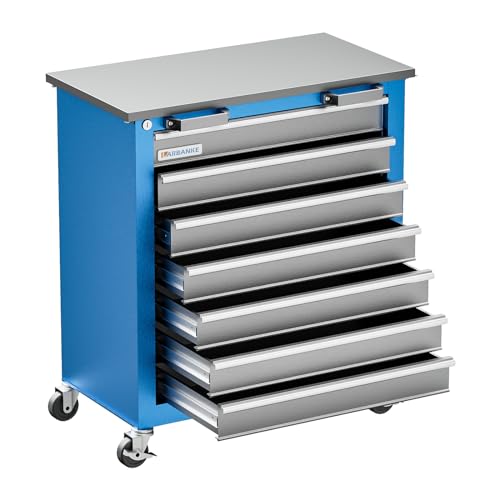 7-Drawer Rolling Toolbox,Tool Box with 360° Lockable Wheels and Padded Feet,Tool Chest with Keyed Locking System and Drawer Liners