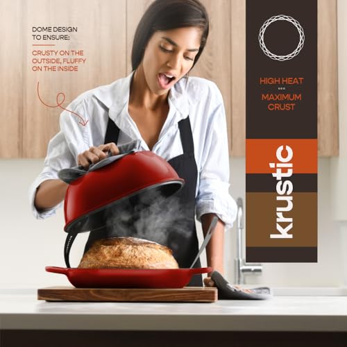 Enameled Cast Iron Dutch Oven for Professional Sourdough Bread Baking | 5.5 Quart Loaf Size Oval Cookware Pot with Lid | Triple-Layer Enamel Coating