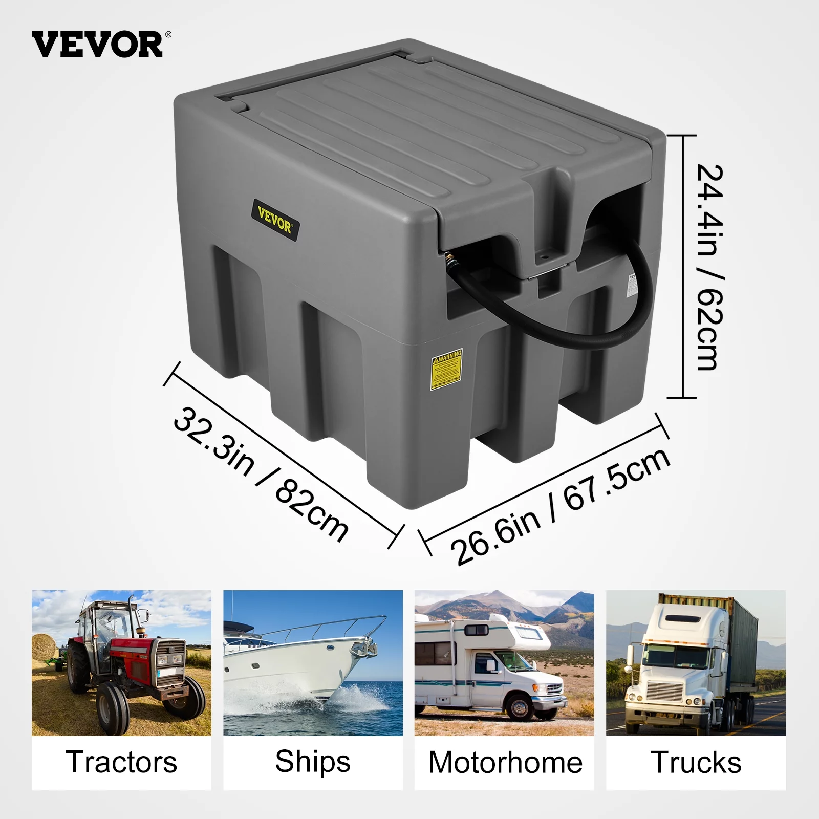 VEVOR Portable Diesel Tank, 58 Gallon Capacity & 10 GPM Flow Rate, Diesel Fuel Tank with 12V Electric Transfer Pump and 13.1ft Rubber Hose