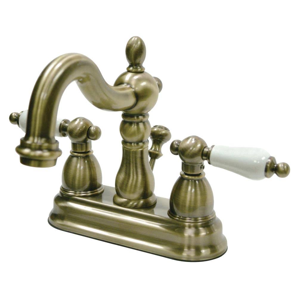 Kingston Brass KB1602PL Heritage 4x22 Centerset Lavatory Faucet with Retail Pop-Up, Polished Brass