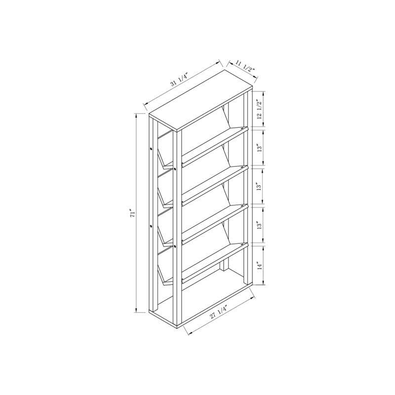 Furniture of America Rubus Wood 5-Shelf 71-inch Etagere Bookcase in Walnut