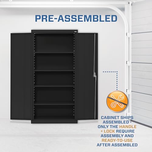 Sandusky Lee EA4R362472-02 Welded Steel Elite Storage Cabinet with Adjustable Shelves, 24" Length x 36" Width x 72" Height, Charcoal