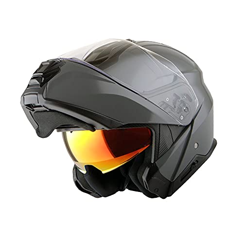 Martian Motorcycle Modular Full Face Helmet Flip up Dual Visor Sun Shield: HG362 Matt Black