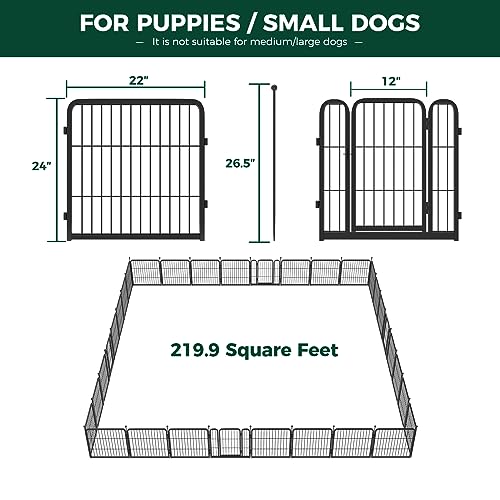 FXW Rollick Dog Playpen for Yard, RV Camping, 32 inch 16 Panels for Small and Medium Dogs│Patented