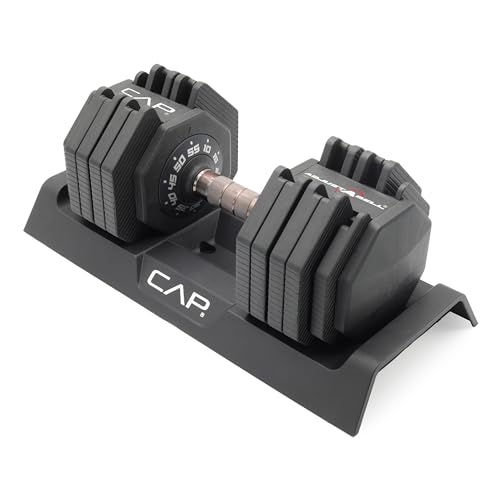 CAP Barbell ADJUSTABELL Adjustable 55 lb Hex Dumbbell Weights - Singles & Pairs | Multiple Handle Options