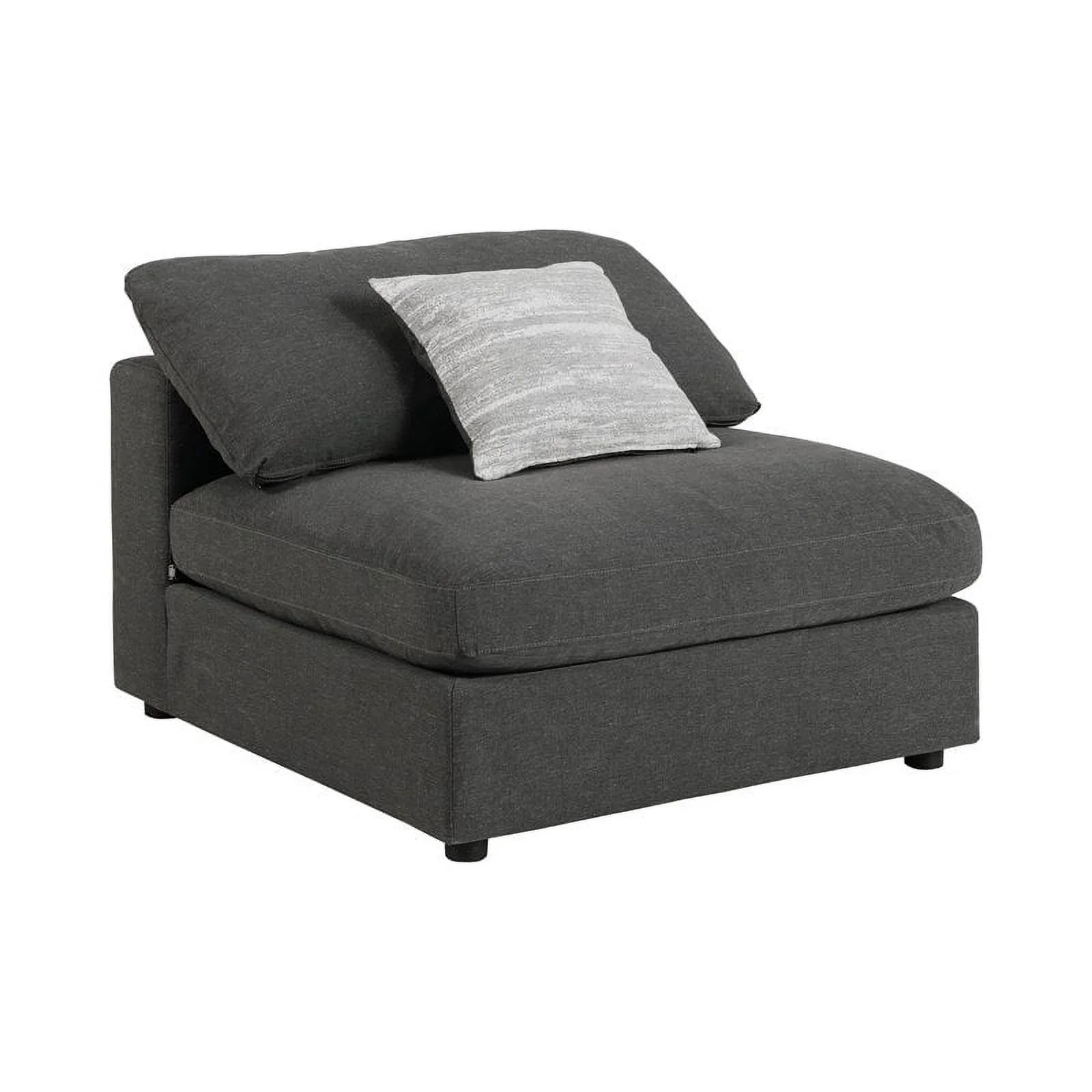 Pemberly Row 4-Piece Modern Fabric Upholstered Sectional in Charcoal