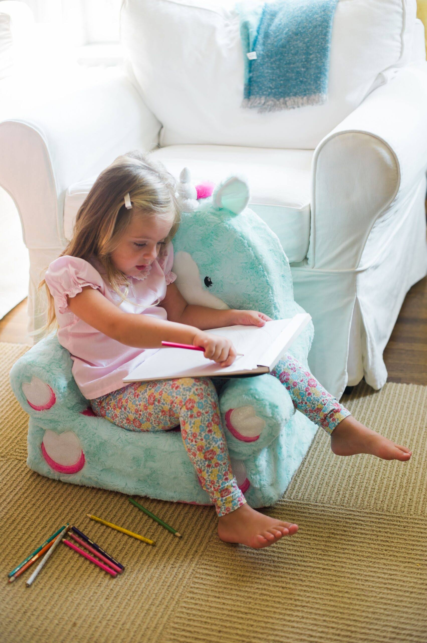 Sweet SEATS Adorable Teal Unicorn Children&s Chair, Machine Washable Removable