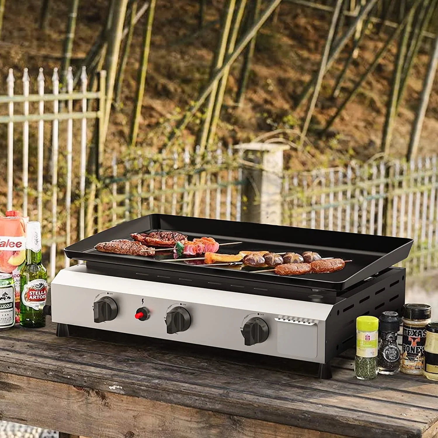 SKOK 3 Burner Gas Griddle-Outdoor Propane Griddle-BTU Propane Fuelled