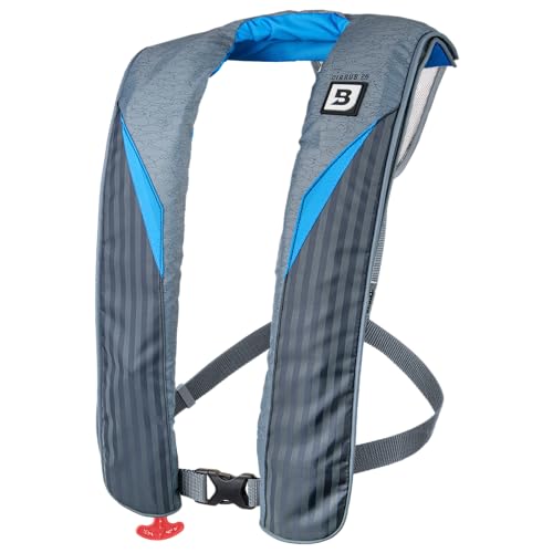 BLUESTORM Cirrus 26 Inflatable Life Jacket PFD for Adults (Coastal Blue) | US Coast Guard (USCG) Approved Automatic Self Inflating Life Vest