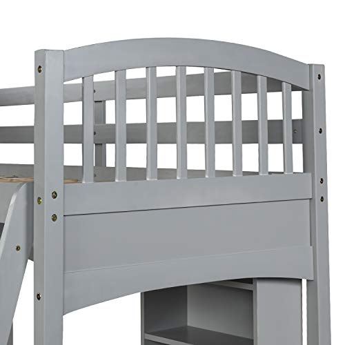 Harper & Bright Designs Full Size Loft Bed with Wardrobe and Desk, Solid Wood Loft Bed Frame with Storage, for Kids Teens Adults (Full Size, White)