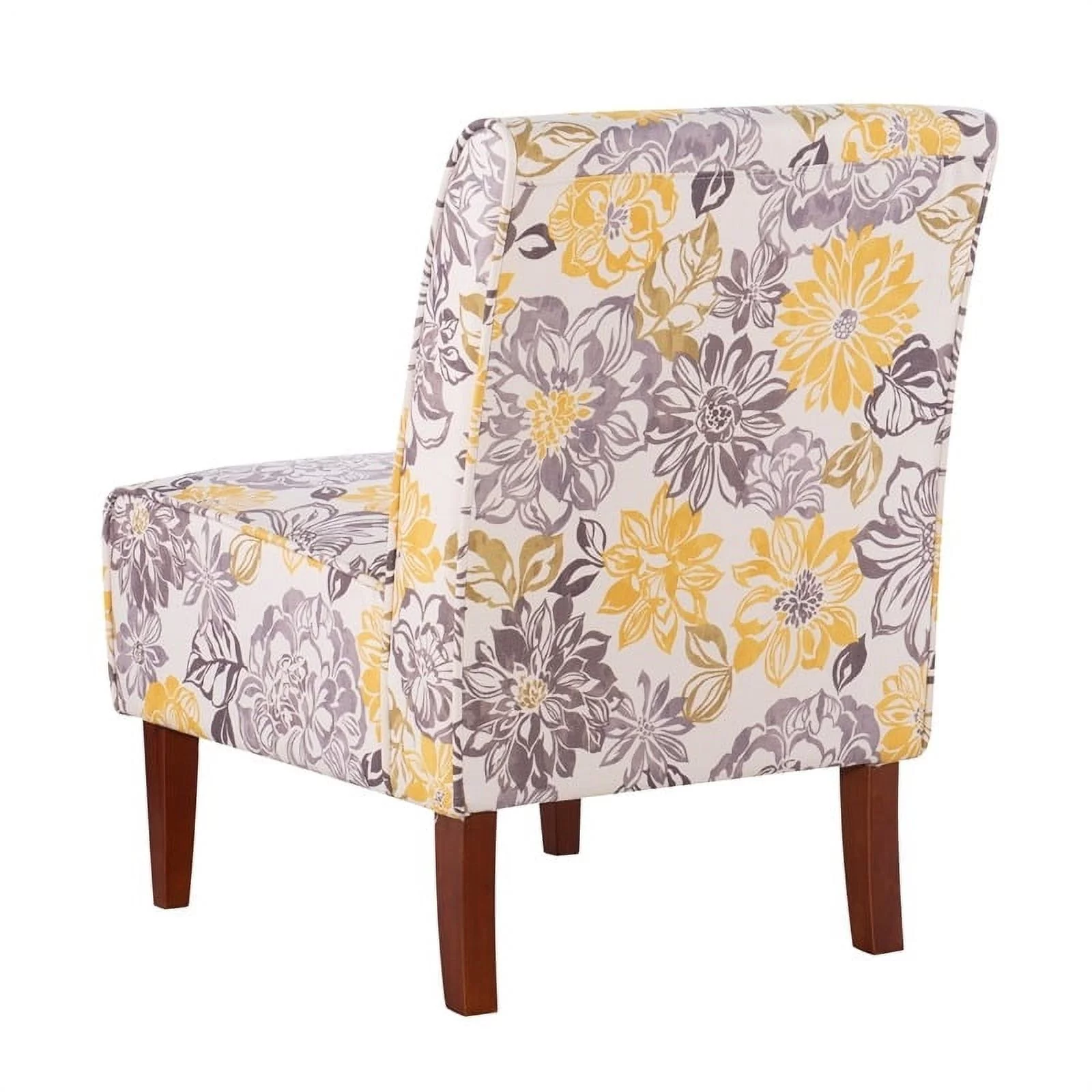 Riverbay Furniture Transitional Fabric Floral Accent Chair in Gray/Yellow