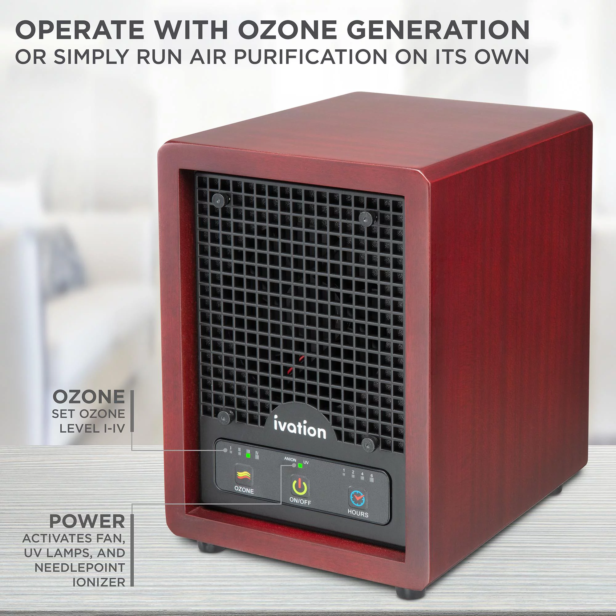 Ivation Ozone Air Purifier | Portable Deodorizing System w/ Multi-Level Filtration, Ionizer Plate, UV Lamps, Fan & Timer | Eliminates Odors from Pets