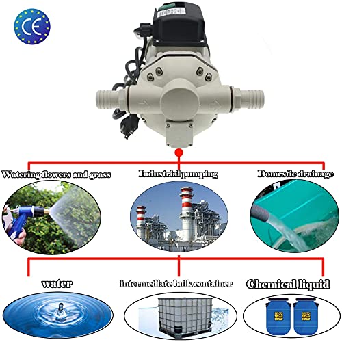 TDRSUPER Industrial Water Pressure Pump 115VAC,9.2 GPM,23 PSI,Self-priming Diaphragm Electric Water Pumps Power Plug Electric Pump(540C-White)