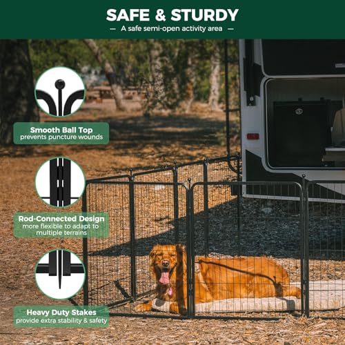 FXW Rollick Dog Playpen for Yard, RV Camping, 32 inch 16 Panels for Small and Medium Dogs│Patented