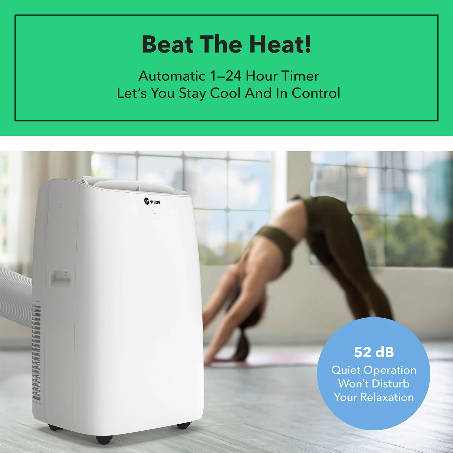 Vremi 12000 BTU Portable Air Conditioner - Easy to Move AC Unit for Rooms up to 350 Sq Ft - with Powerful Cooling Fan, Reusable Filter