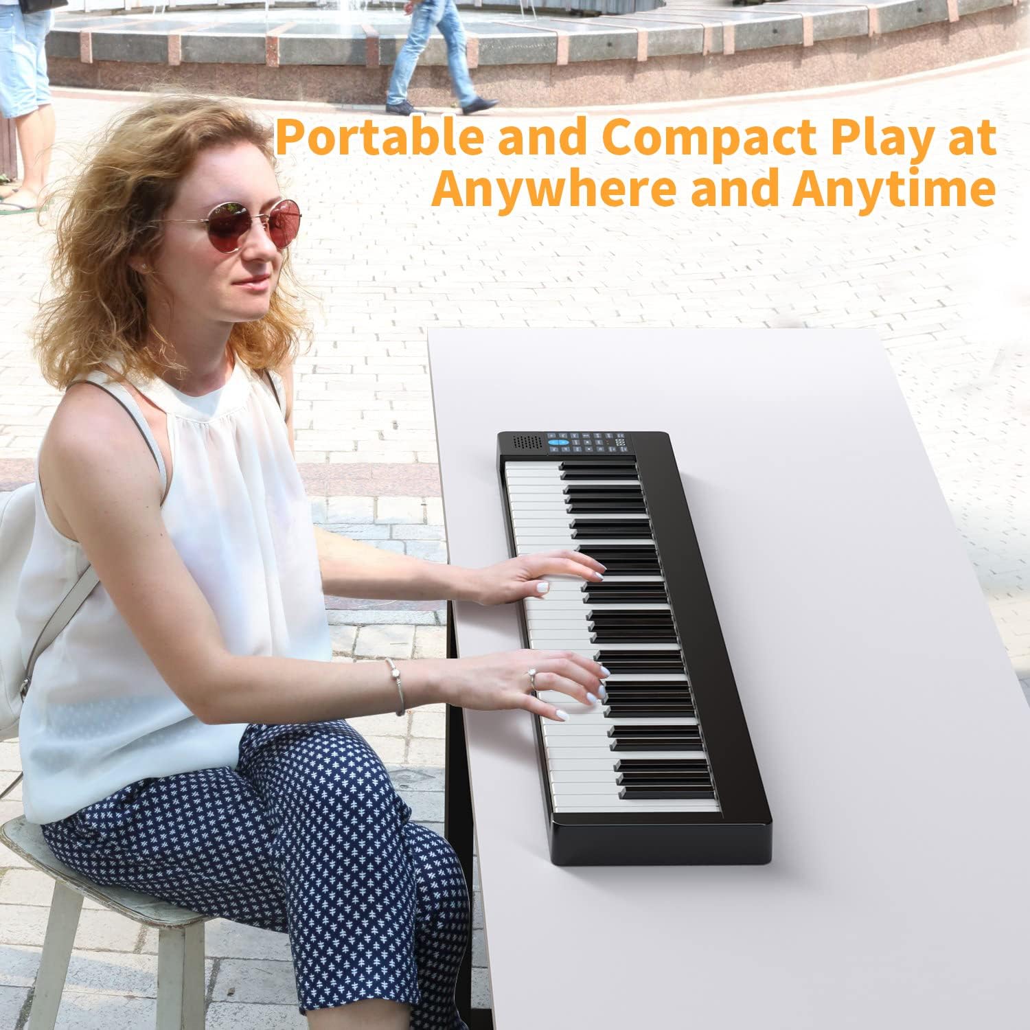 KONIX 61 Keys Keyboard Piano for Beginners, Electric Piano with MIDI Function, Portable Piano with 129 Tones, 128 Rhythms, 30 Demo Songs