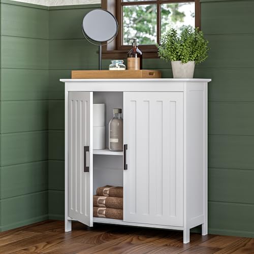 RiverRidge Monroe Two-Door Floor Storage Cabinet - Bathroom Storage Cabinet with Adjustable Shelves